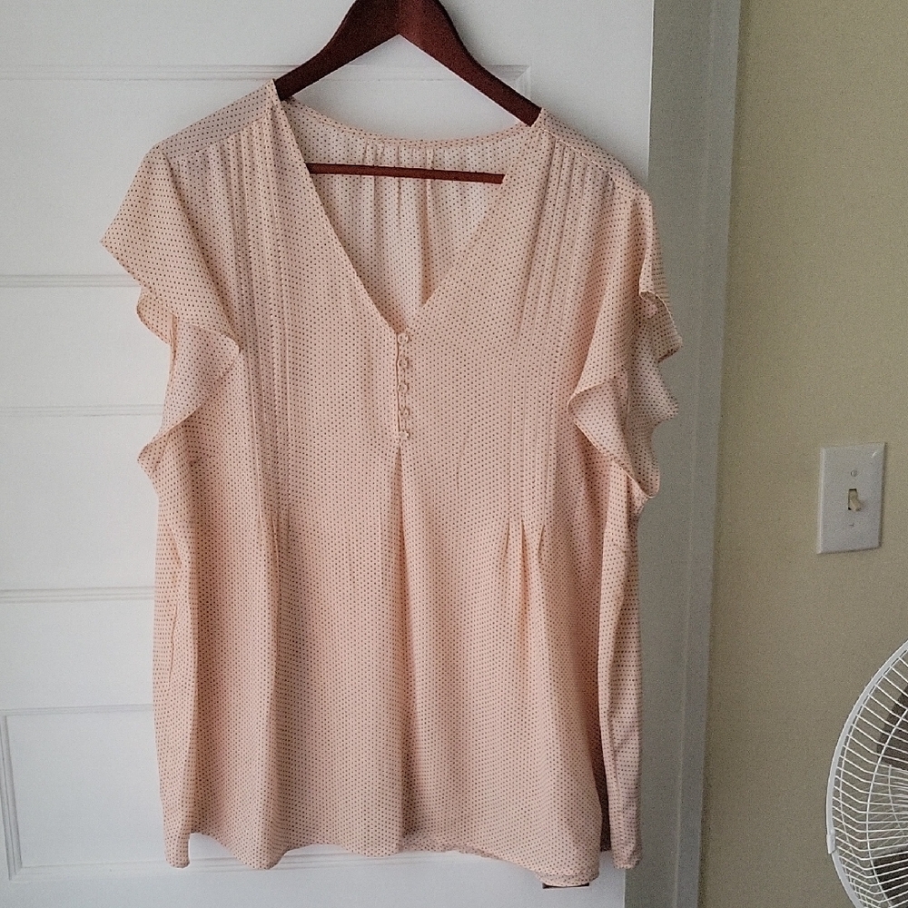 Elegant Cream Ruffle Sleeve Blouse